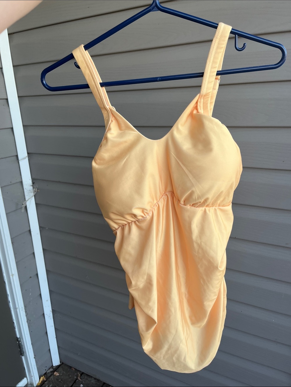 Women's yellow orange ruched Tankini Set High Waist Swim Bottoms. ?size 8-10